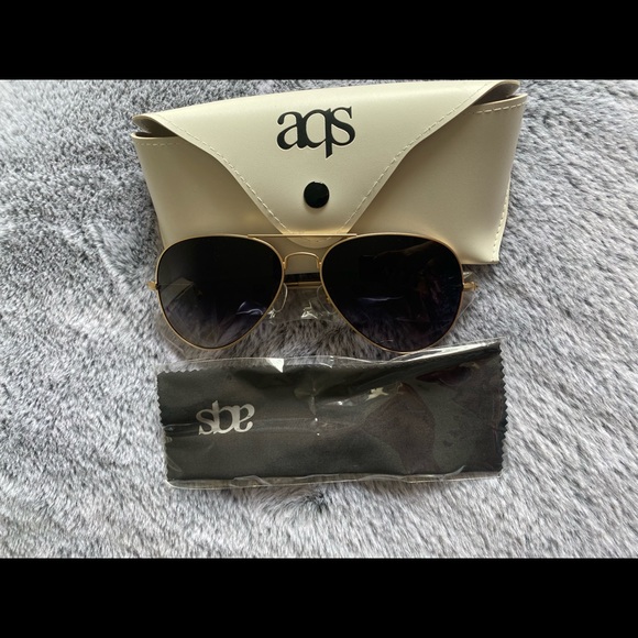 NWT AQS Mason 58mm Aviator Sunglasses black color/ 100% authentic - Picture 2 of 11